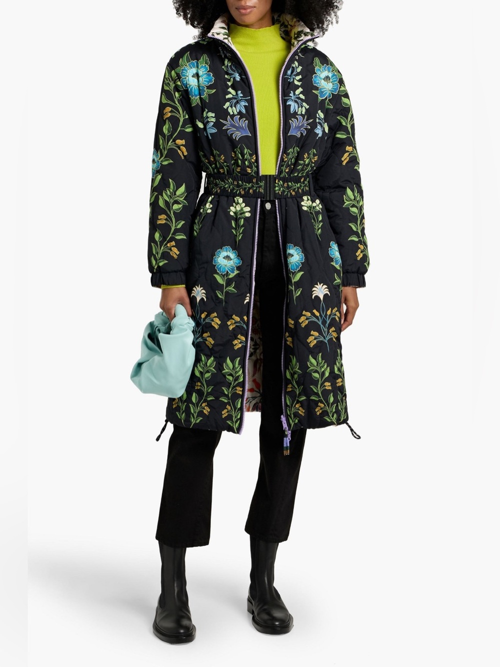 FARM Rio Reversible Floral-Print Quilted Shell Jacket, Size Small